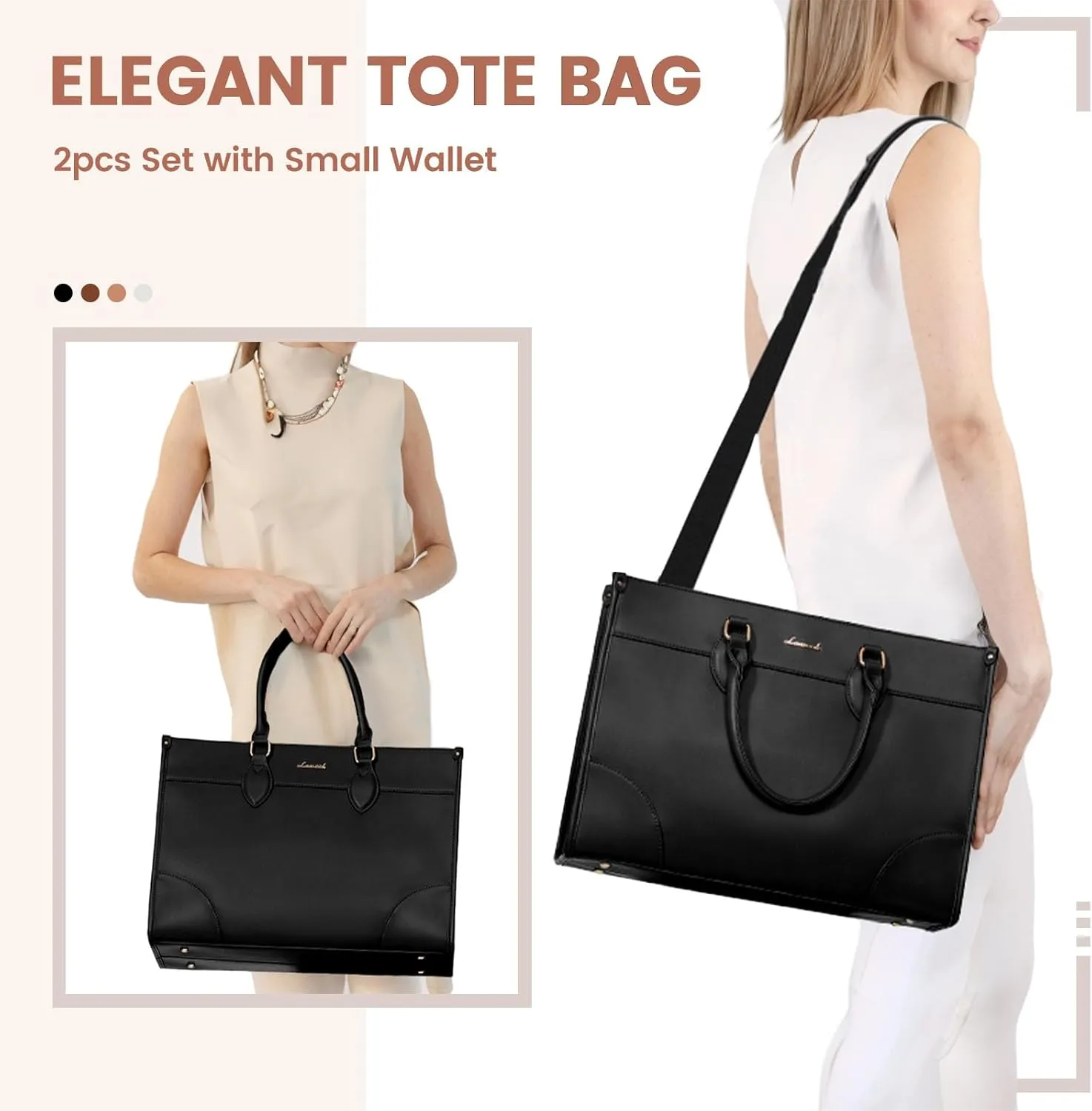 LOVEVOOK Laptop Bag for Women 15.6 inch,Professional Canvas Work Bags Laptop Tote Bag with Cup Holder,Waterproof Laptop Purse Work Tote Computer Briefcase Crossbody Handbag for Teacher Office Travel