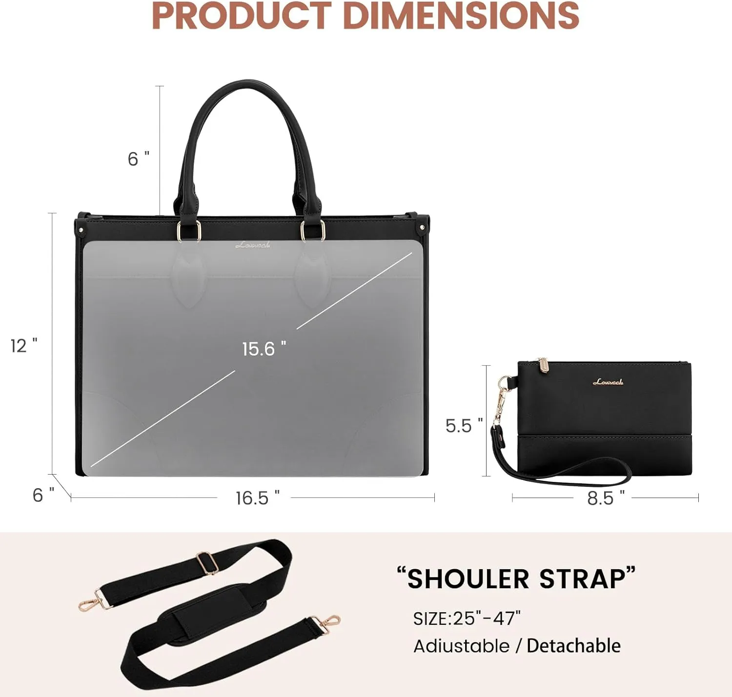 LOVEVOOK Laptop Bag for Women 15.6 inch,Professional Canvas Work Bags Laptop Tote Bag with Cup Holder,Waterproof Laptop Purse Work Tote Computer Briefcase Crossbody Handbag for Teacher Office Travel