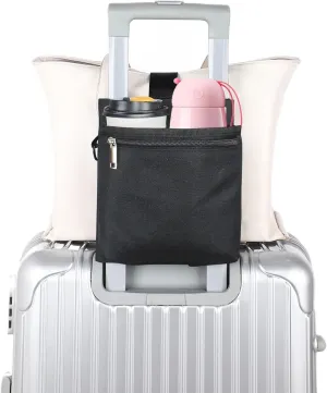 Luggage Cup Holder Free Hand Travel Drink Caddy Luggage Straps for Suitcases add a Bag Fits Roll on Suitcase Handles Gifts for Flight Attendants Travelers Accessories Black