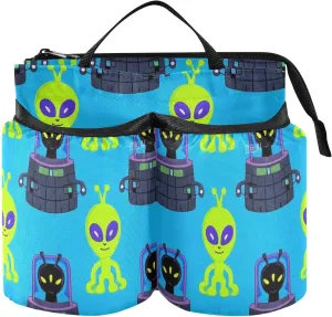 Luggage Cup Phone Holder Hands Free Cartoon Cute Green Aliens Travel Drink Carrier Travel Gifts for Attendant Must Haves portavasos para