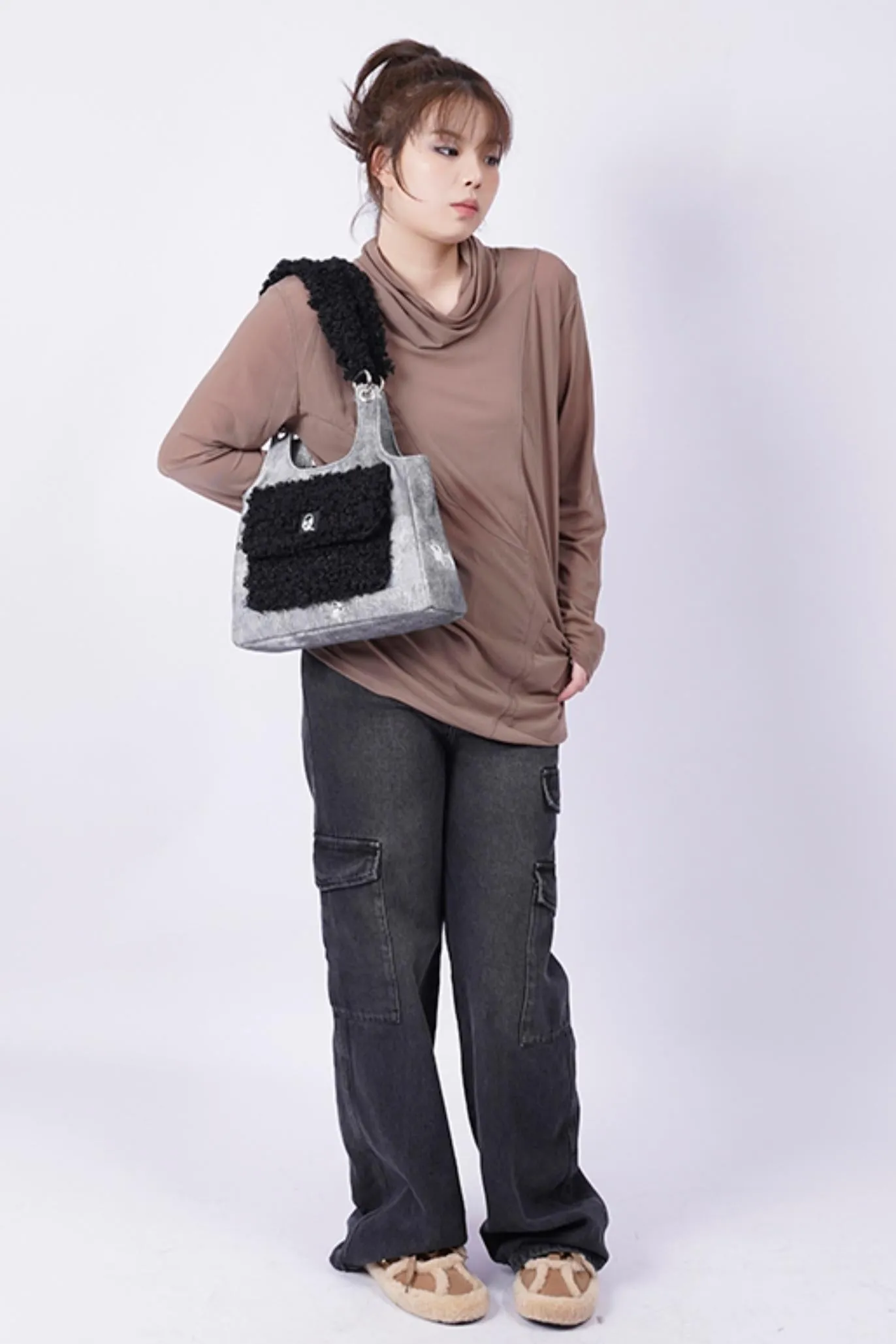 Luxe Textured Crossbody Tote Bag