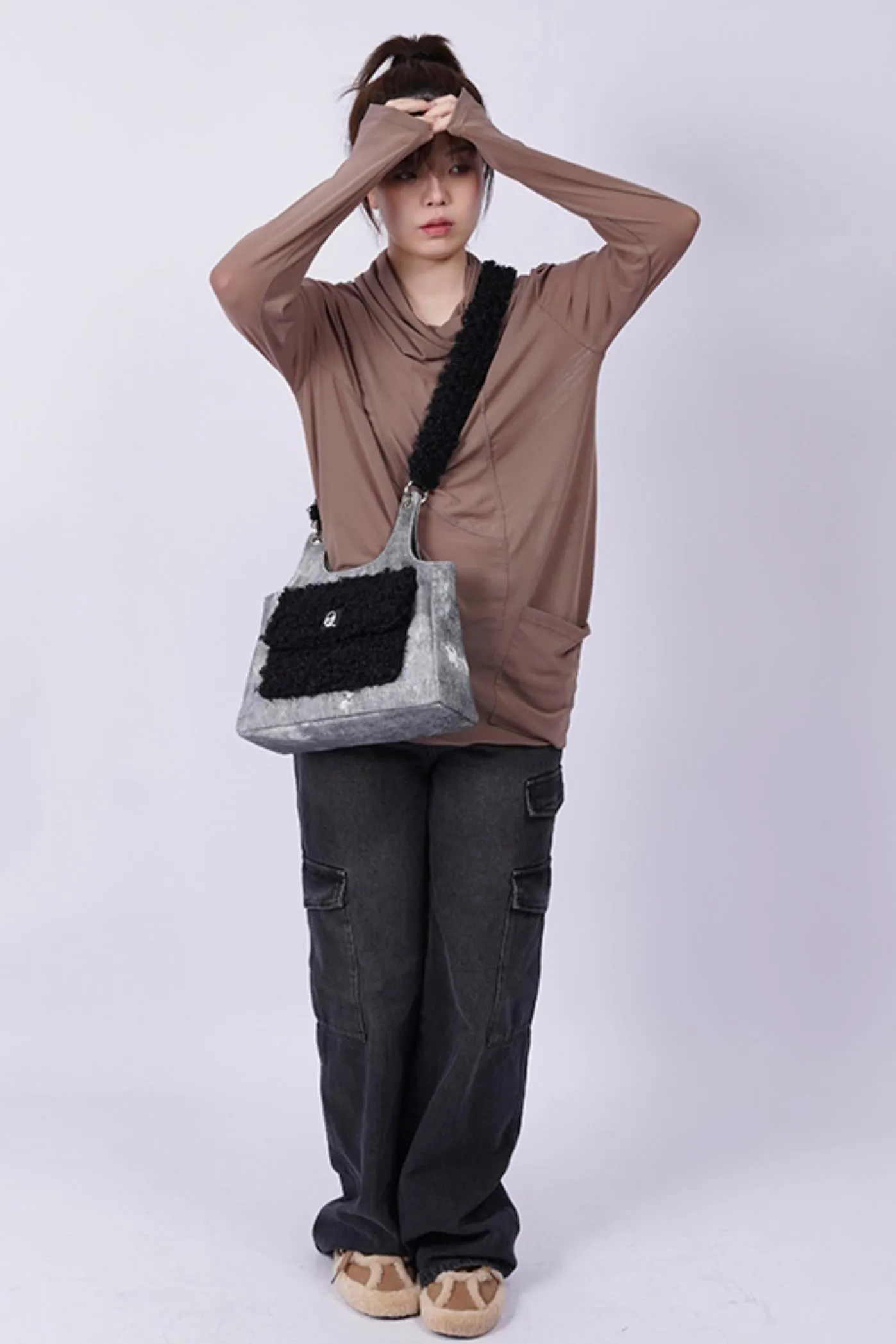 Luxe Textured Crossbody Tote Bag