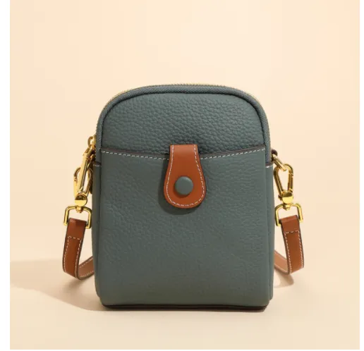 Lychee Pattern Mobile Phone Bag Small Premium Quality Leather Crossbody Wallet Bags for Women