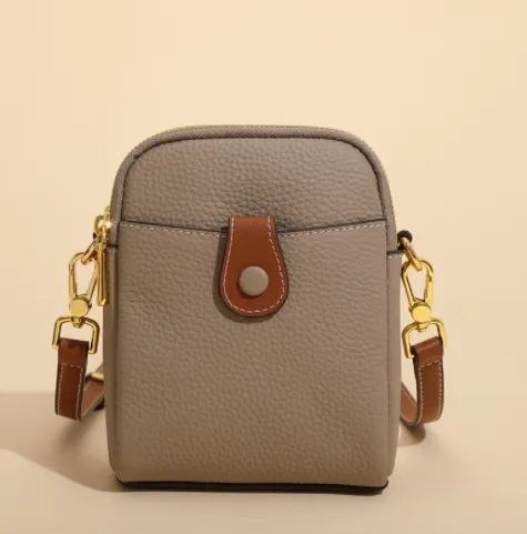 Lychee Pattern Mobile Phone Bag Small Premium Quality Leather Crossbody Wallet Bags for Women