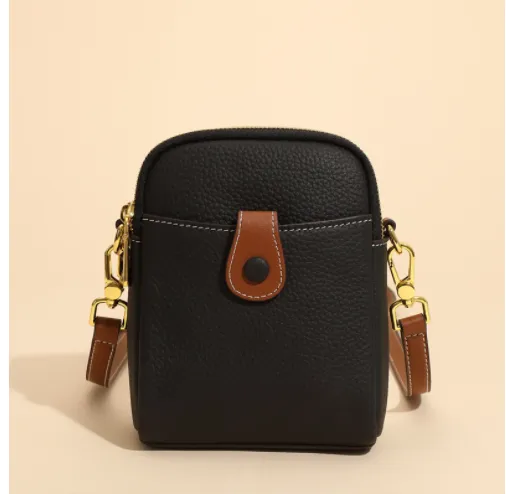 Lychee Pattern Mobile Phone Bag Small Premium Quality Leather Crossbody Wallet Bags for Women