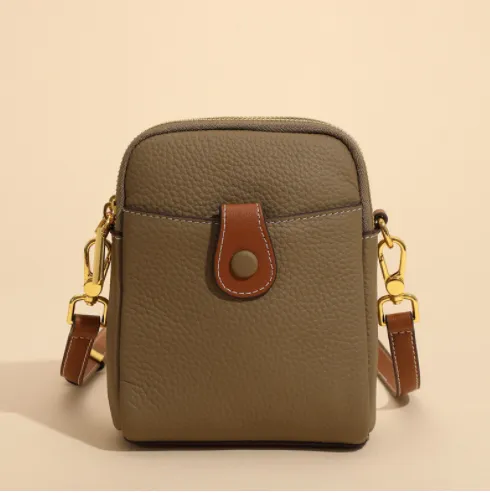 Lychee Pattern Mobile Phone Bag Small Premium Quality Leather Crossbody Wallet Bags for Women
