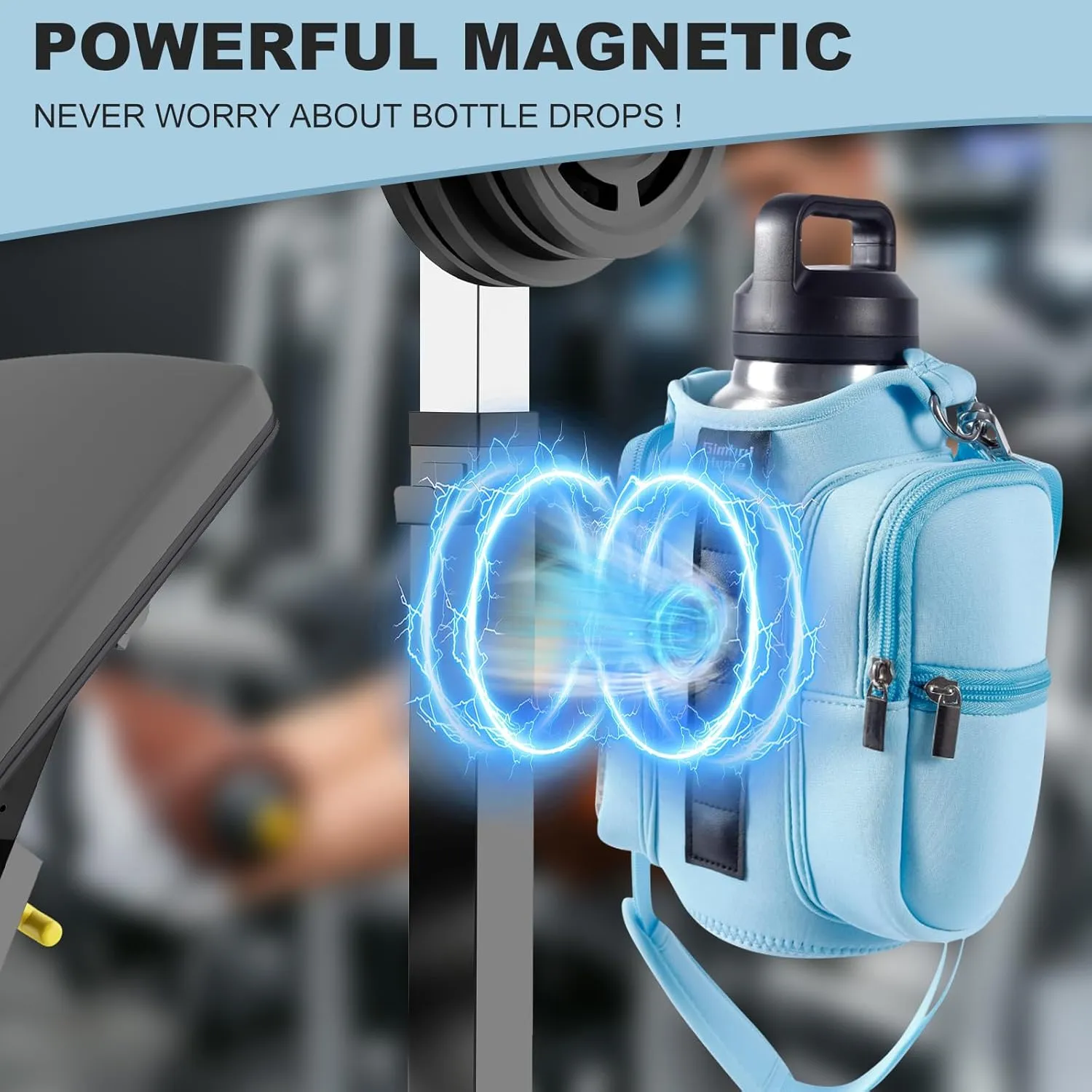 Magnetic Gym Bags for Men & Women with Adjustable Strap,Magnetic Bag Company Water Bottle Holder for Travel, Work,Sports,Water Bottle Sling Bag with Pocket