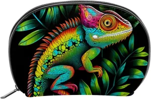 Makeup Bag Organizer,Cosmetic Bags for Women,Chameleon Tropical Leaves,Small Makeup Pouch