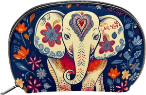 Makeup Bag Organizer,Cosmetic Bags for Women,Cute Cartoon Floral Elephant,Small Makeup Pouch