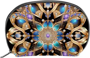 Makeup Bag Organizer,Cosmetic Bags for Women,Vintage Floral Golden Mandala,Small Makeup Pouch