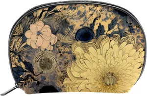 Makeup Bag Organizer,Cosmetic Bags for Women,Yellow Hand Painted Flowers,Small Makeup Pouch