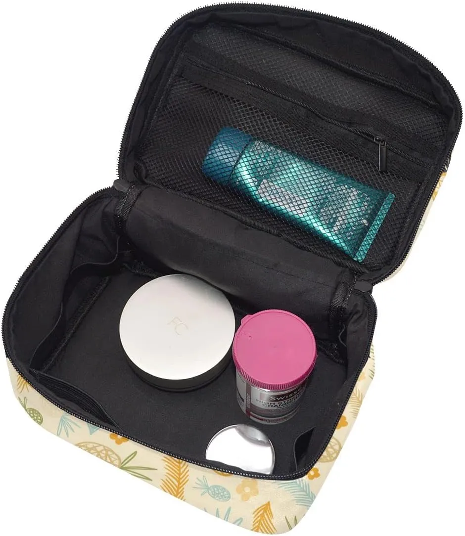 Makeup Bag Pineapple Flower Travel Cosmetic Bags Organizer Train Case Toiletry Make Up Pouch