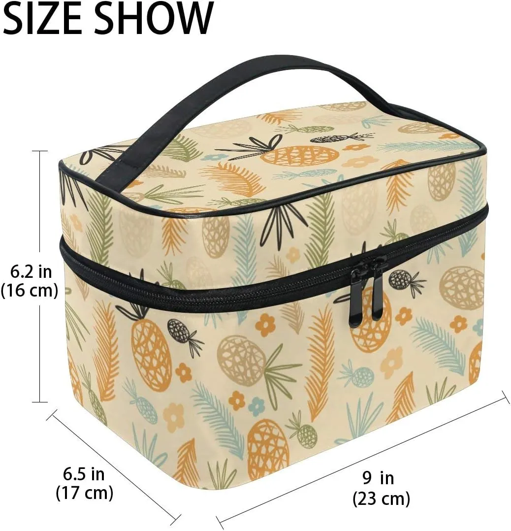 Makeup Bag Pineapple Flower Travel Cosmetic Bags Organizer Train Case Toiletry Make Up Pouch