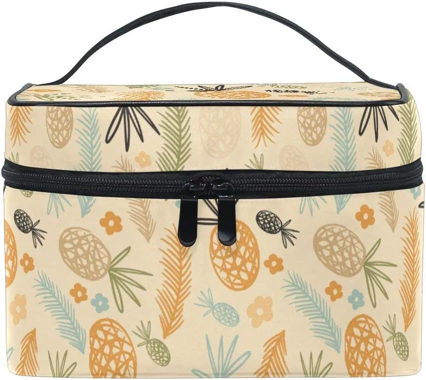 Makeup Bag Pineapple Flower Travel Cosmetic Bags Organizer Train Case Toiletry Make Up Pouch