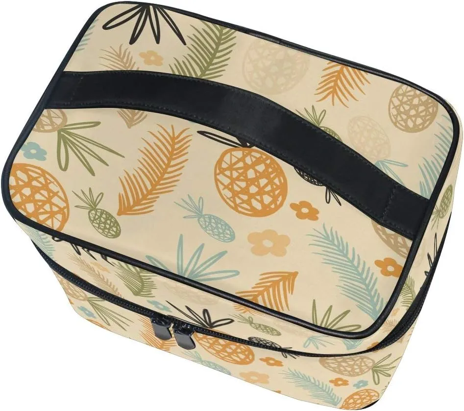 Makeup Bag Pineapple Flower Travel Cosmetic Bags Organizer Train Case Toiletry Make Up Pouch