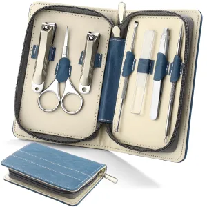 Manicure Sets Pedicure Kits Stainless Steel Nail Clipper Personal Care Tools 7 in 1 with PU Leather Case At-Home Manciure Kit and Nail Care Tools Gift for Men Women Family Friends