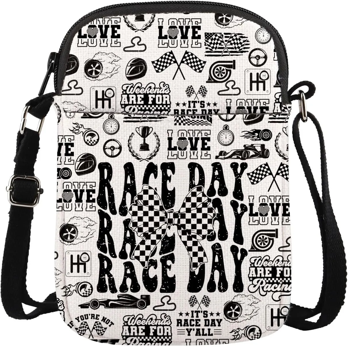 MAOFAED Race Day Gift, Vintage Race Season Crossbody Bag, Race Life Gift, Dirt Track Dirt Bike Gift, Race Mom Gift
