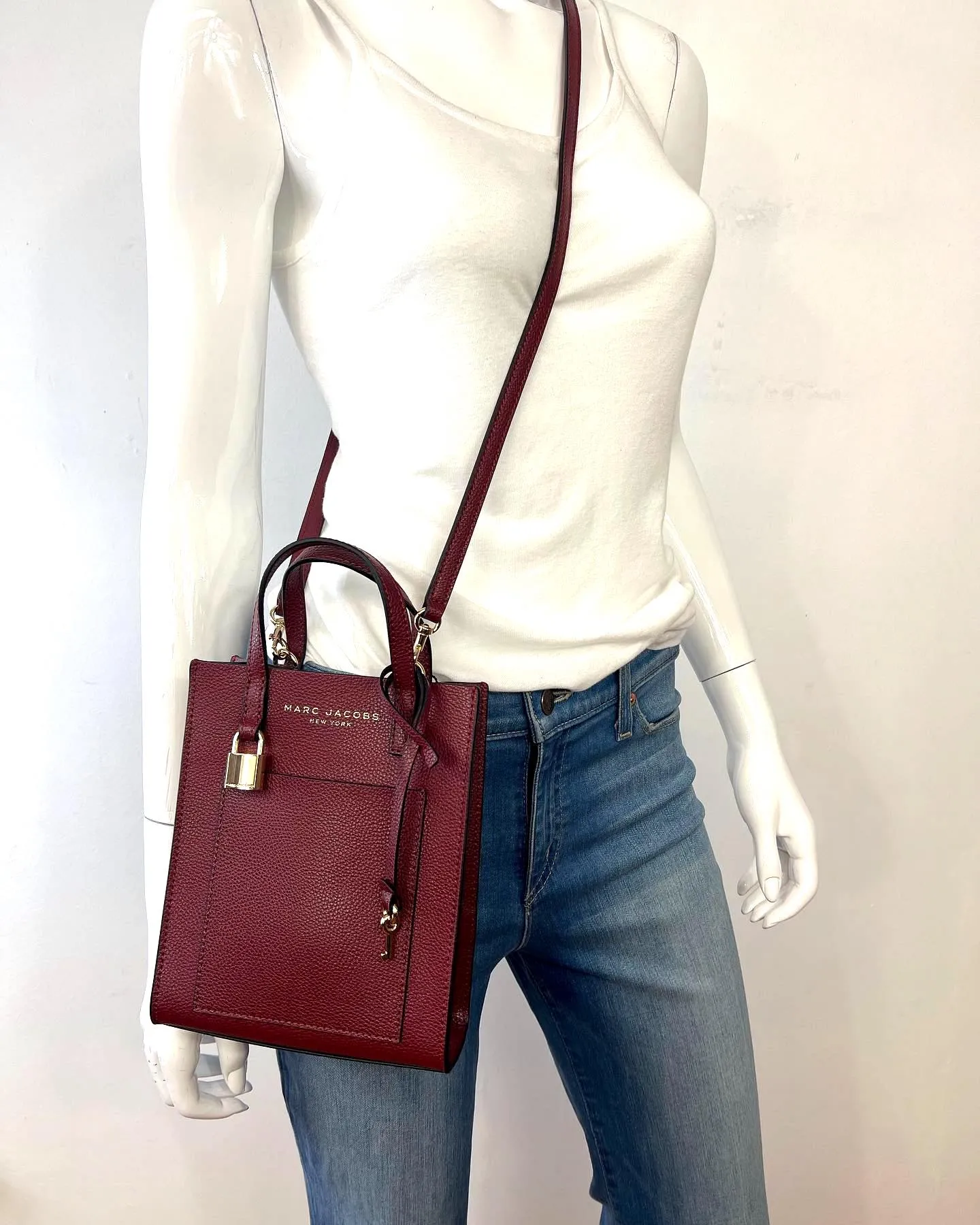 MARC JACOBS MINI GRIND PEBBLED LEATHER CROSSBODY TOTE