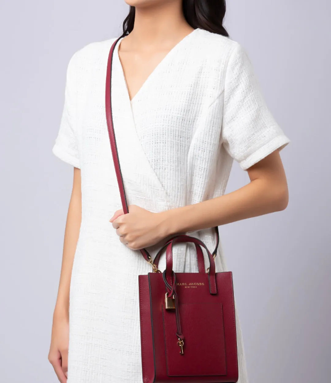 MARC JACOBS MINI GRIND PEBBLED LEATHER CROSSBODY TOTE