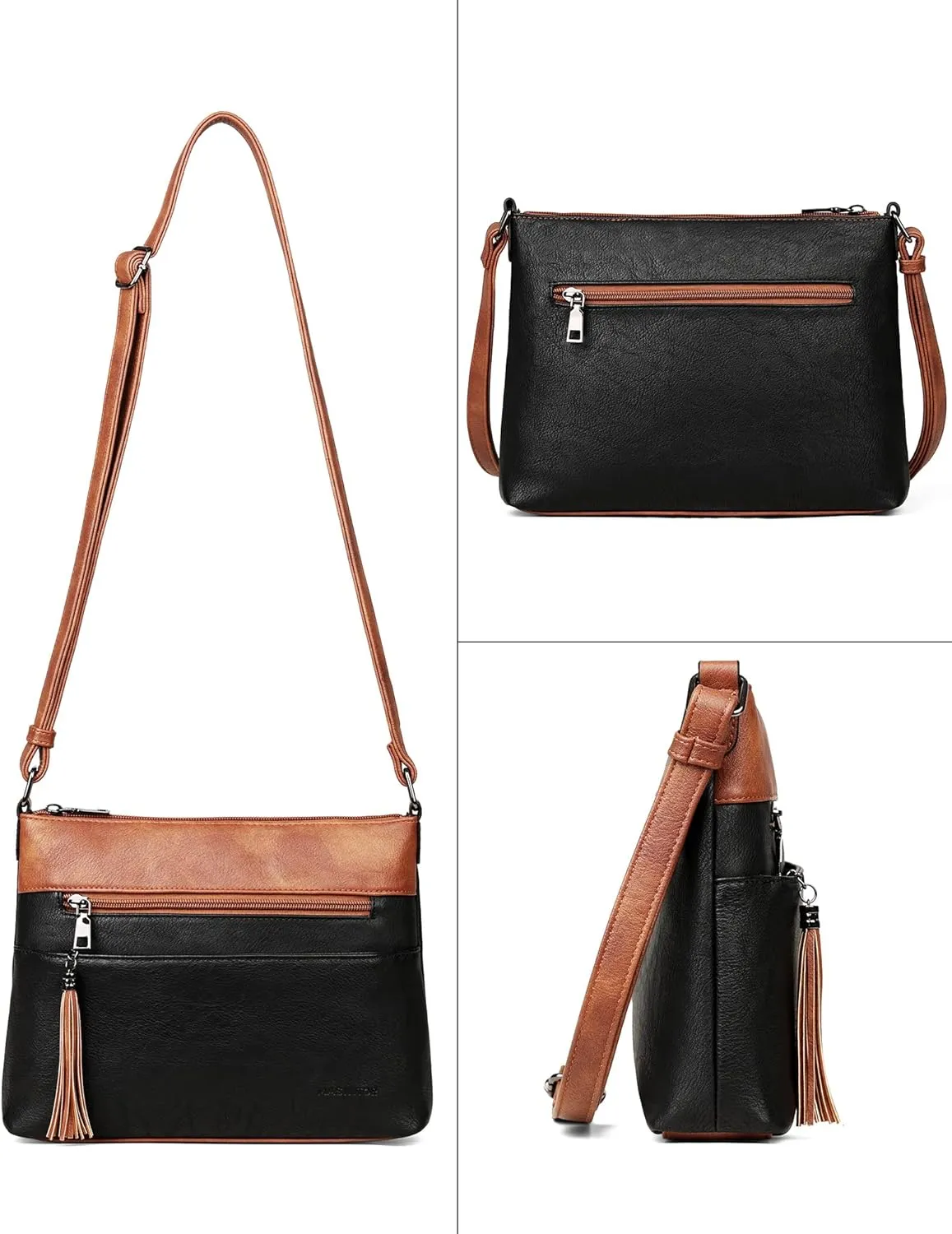 MASINTOR Crossbody Bags for Women, Lightweight Medium Crossbody Purse, Soft Leather Women's Shoulder Handbags with Tassel for Shopping or Travel