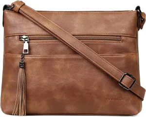 MASINTOR Crossbody Bags for Women, Lightweight Medium Crossbody Purse, Soft Leather Women's Shoulder Handbags with Tassel for Shopping or Travel