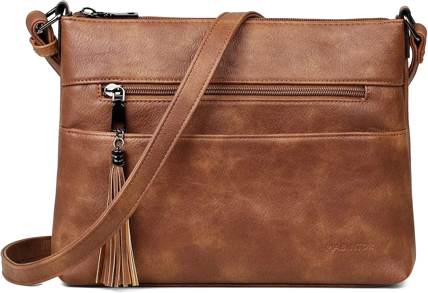 MASINTOR Crossbody Bags for Women, Lightweight Medium Crossbody Purse, Soft Leather Women's Shoulder Handbags with Tassel for Shopping or Travel