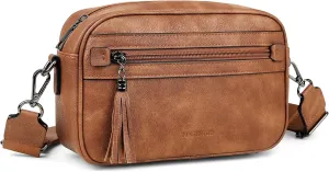 MASINTOR Crossbody Purses for Women Vegan Leather, Travel Purse Shoulder Handbag with Adjustable Strap and Tassel