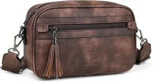 MASINTOR Crossbody Purses for Women Vegan Leather, Travel Purse Shoulder Handbag with Adjustable Strap and Tassel