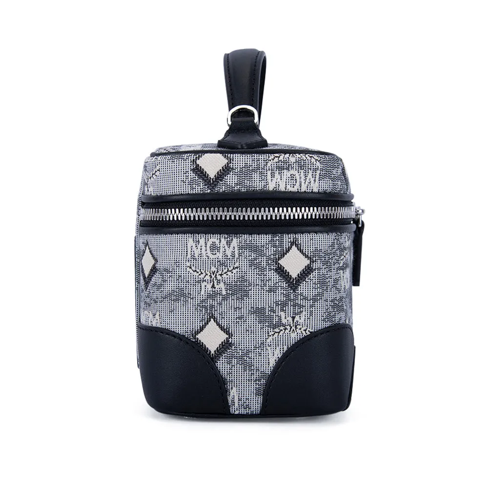 MCM Vintage Monogram Jacquard Crossbody Bag Grey  Small