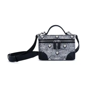 MCM Vintage Monogram Jacquard Crossbody Bag Grey  Small