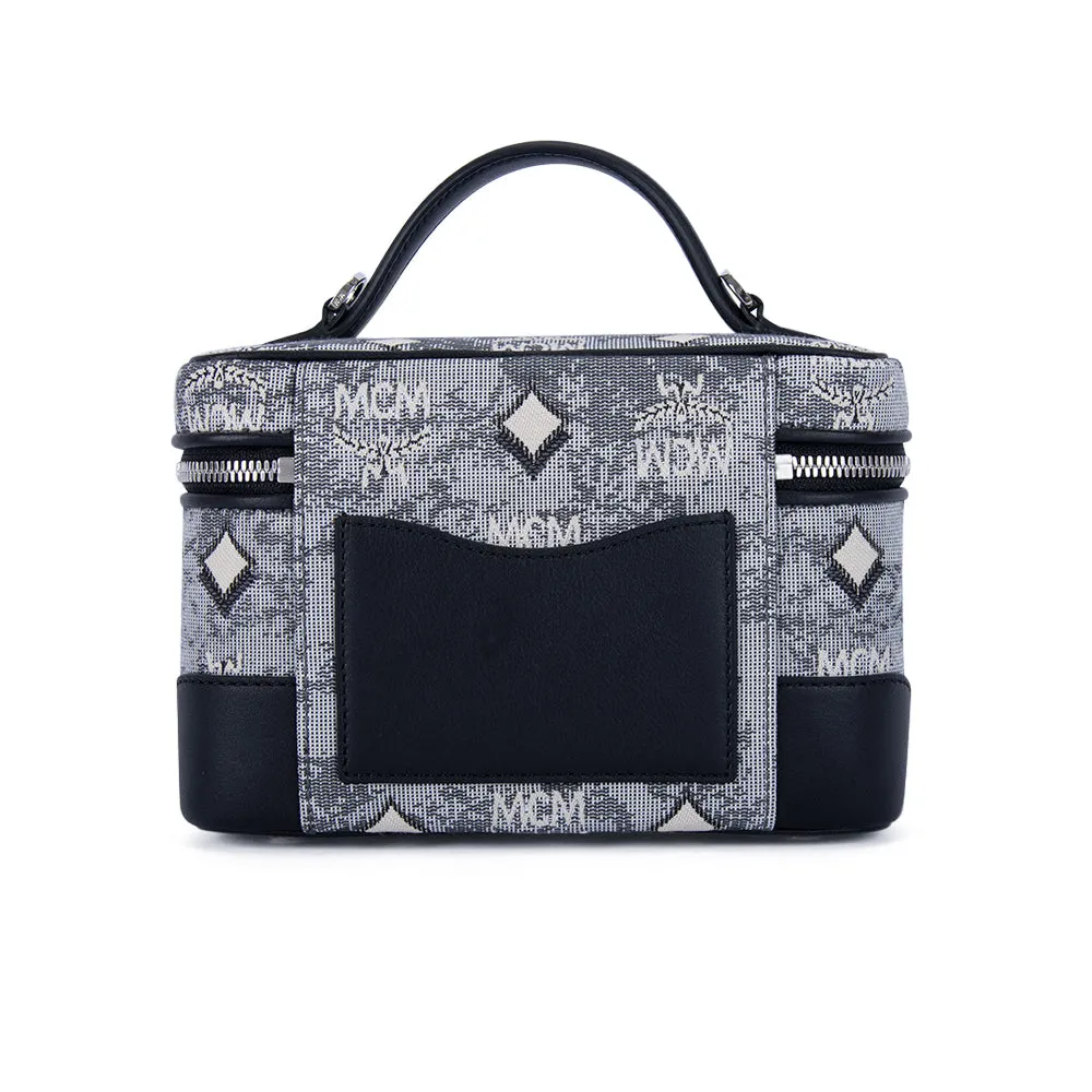 MCM Vintage Monogram Jacquard Crossbody Bag Grey  Small