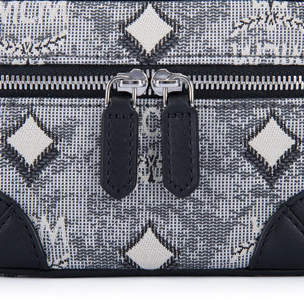 MCM Vintage Monogram Jacquard Crossbody Bag Grey  X-Mini