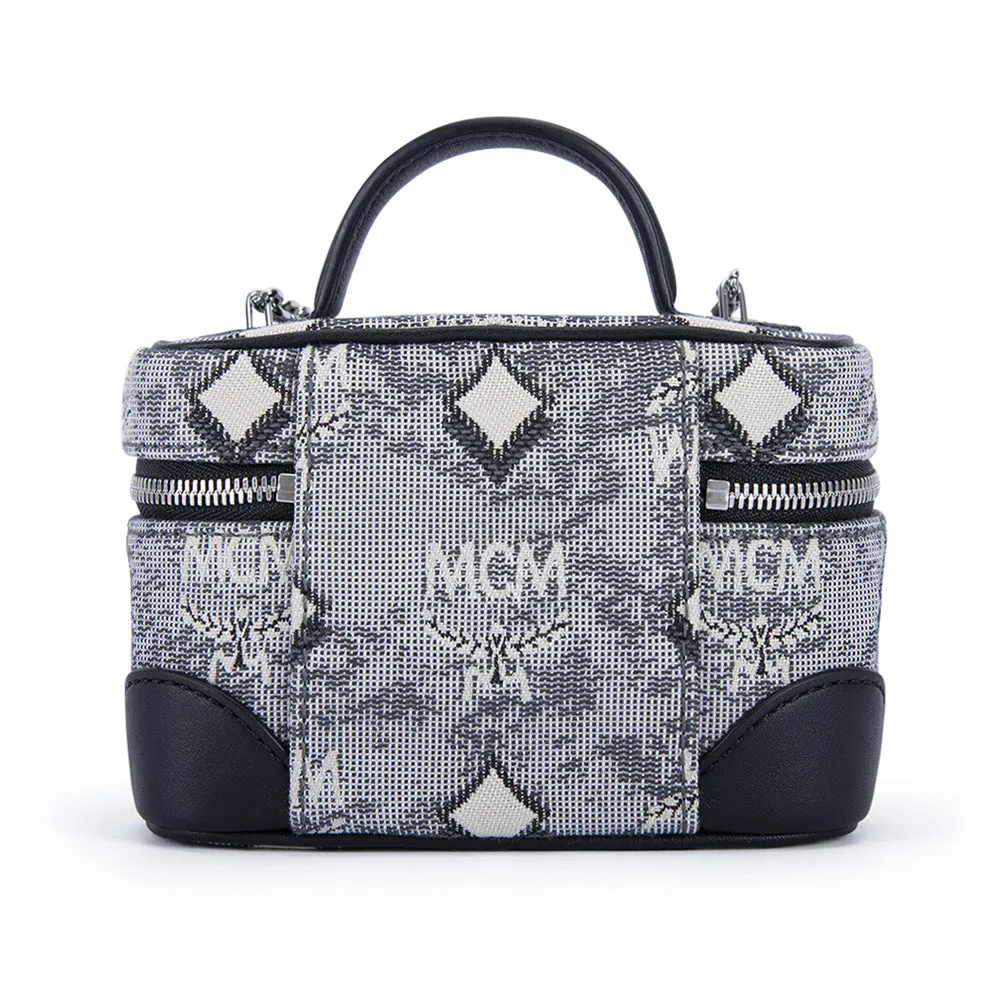 MCM Vintage Monogram Jacquard Crossbody Bag Grey  X-Mini