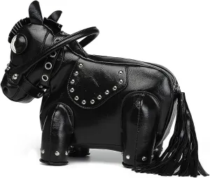 Men and Women Fun Horse Shaped Crossbody Shoulder Bag Handbag PVC Unique Novelty Horse Purse