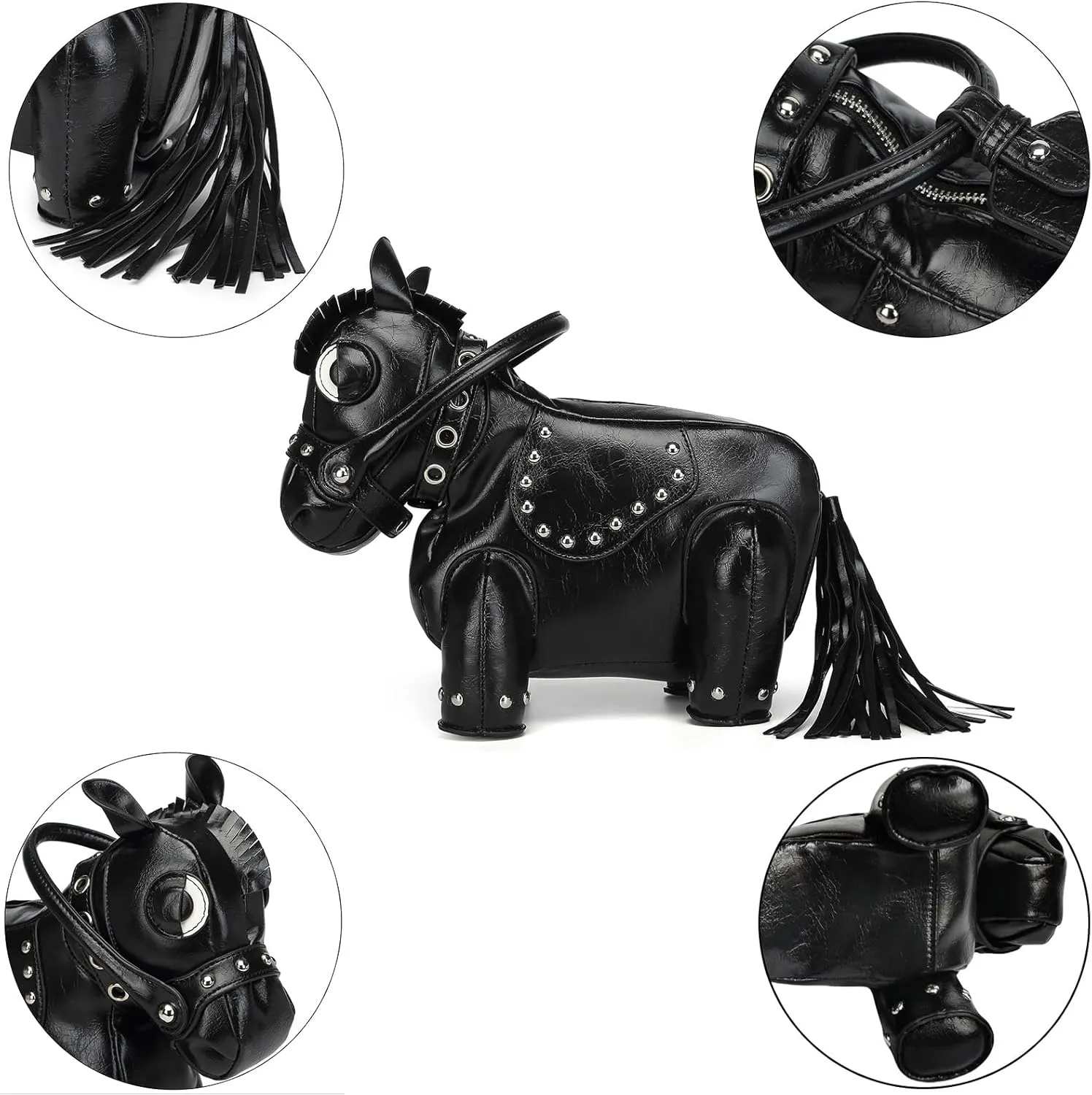 Men and Women Fun Horse Shaped Crossbody Shoulder Bag Handbag PVC Unique Novelty Horse Purse