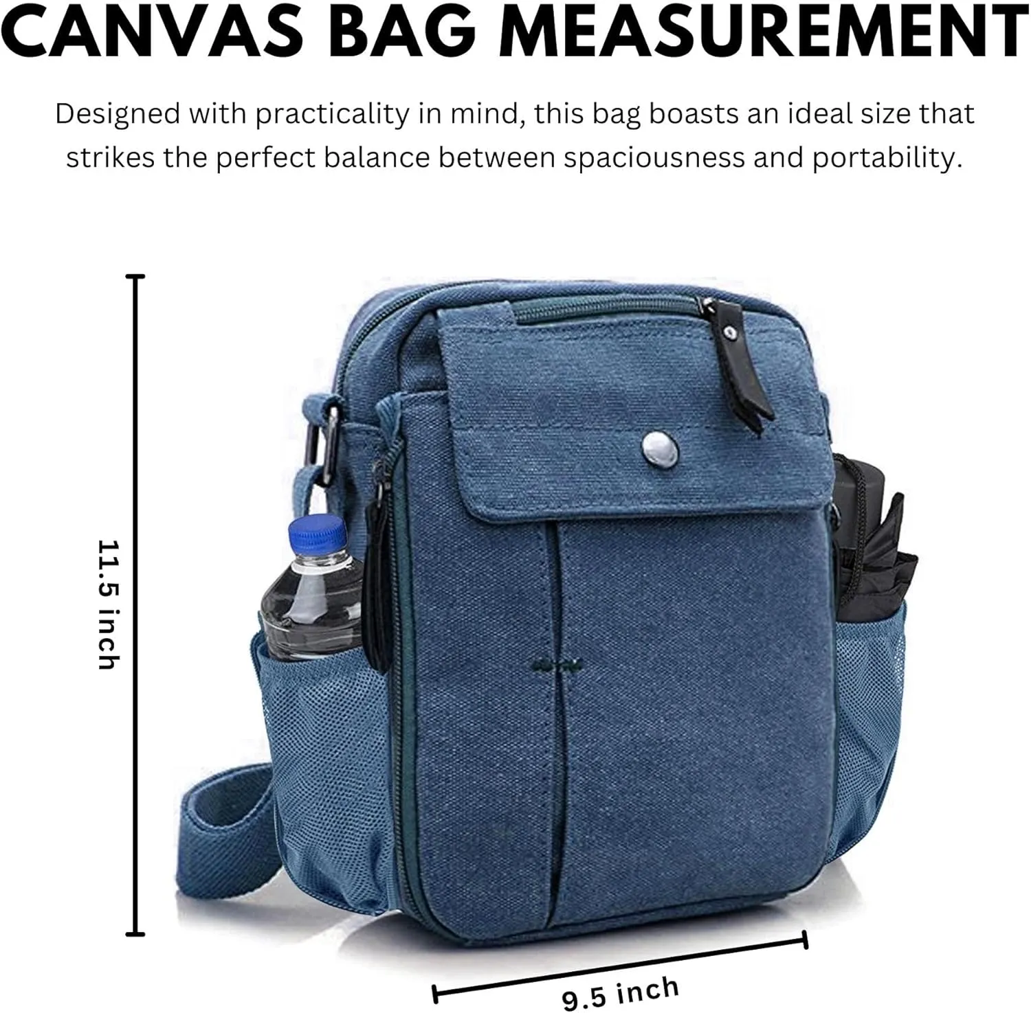 Men's Multifunctional Canvas Crossbody Bag Chest Bag Travel Carry Bag with Bottle Holder