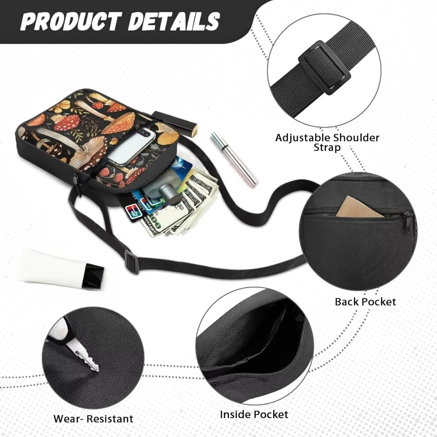 Messenger Bag for Women Crossbody Cell Phone Purse Small Shoulder Pouch for Outdoor