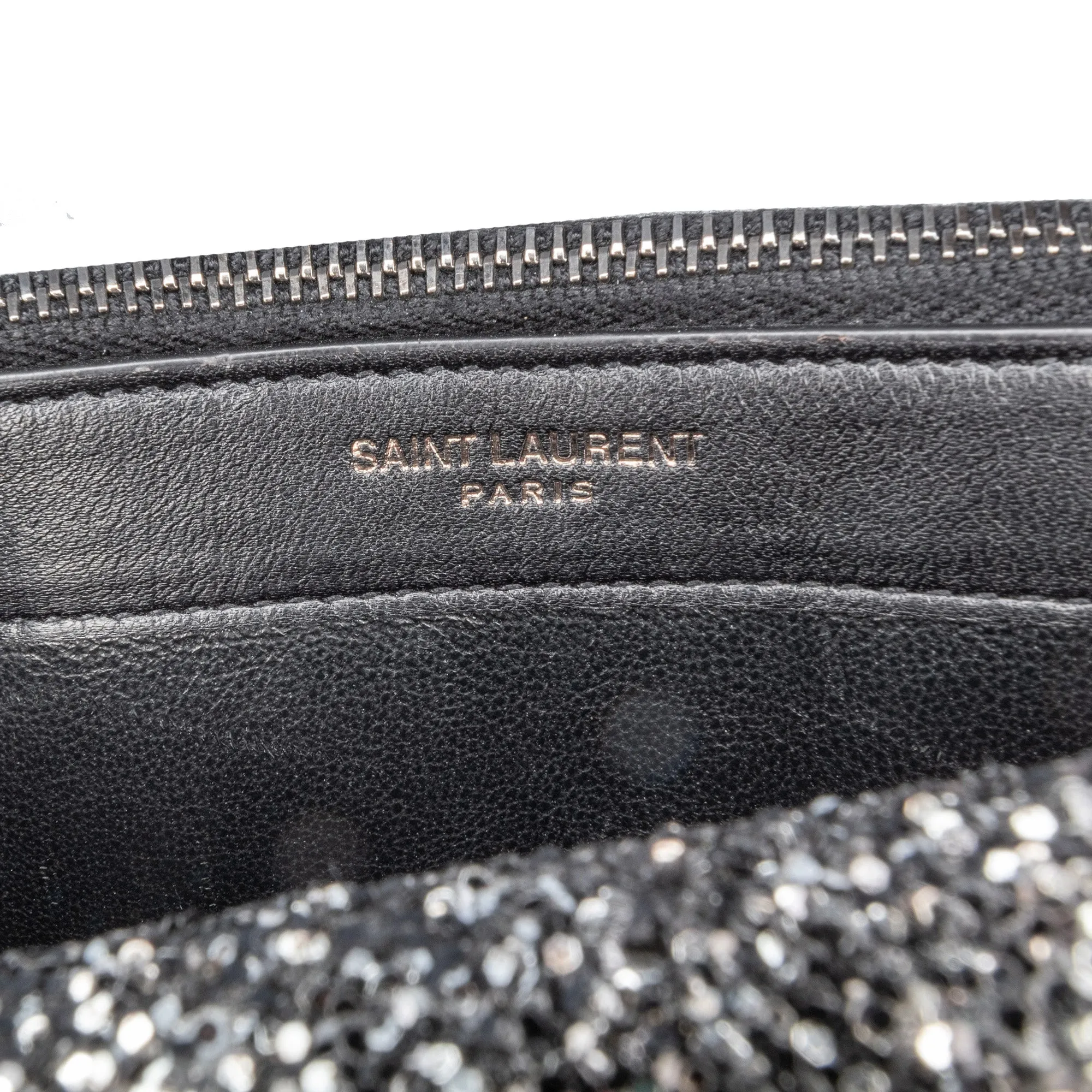 Metallic Glitter Monogram Kate Tassel Chain Wallet