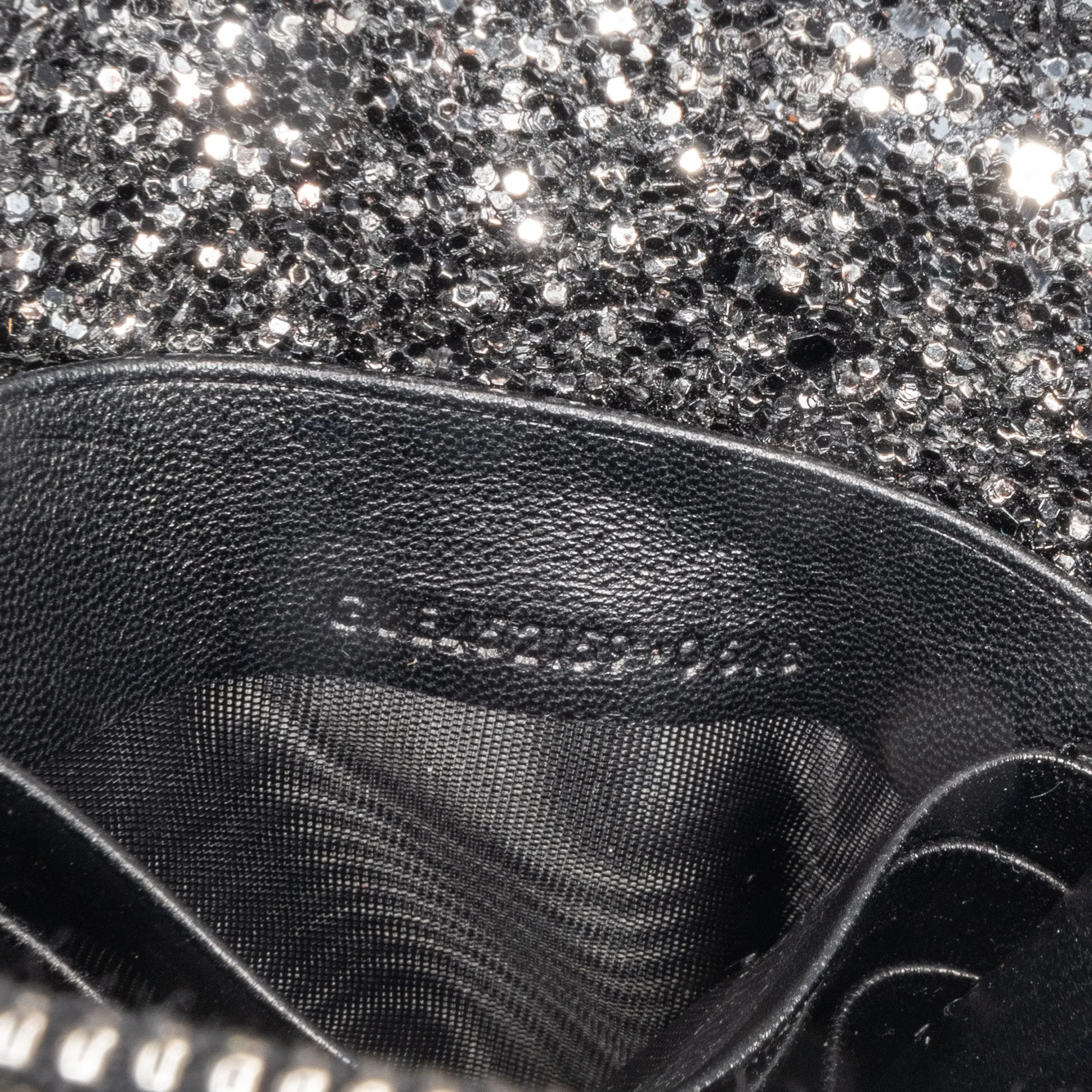 Metallic Glitter Monogram Kate Tassel Chain Wallet