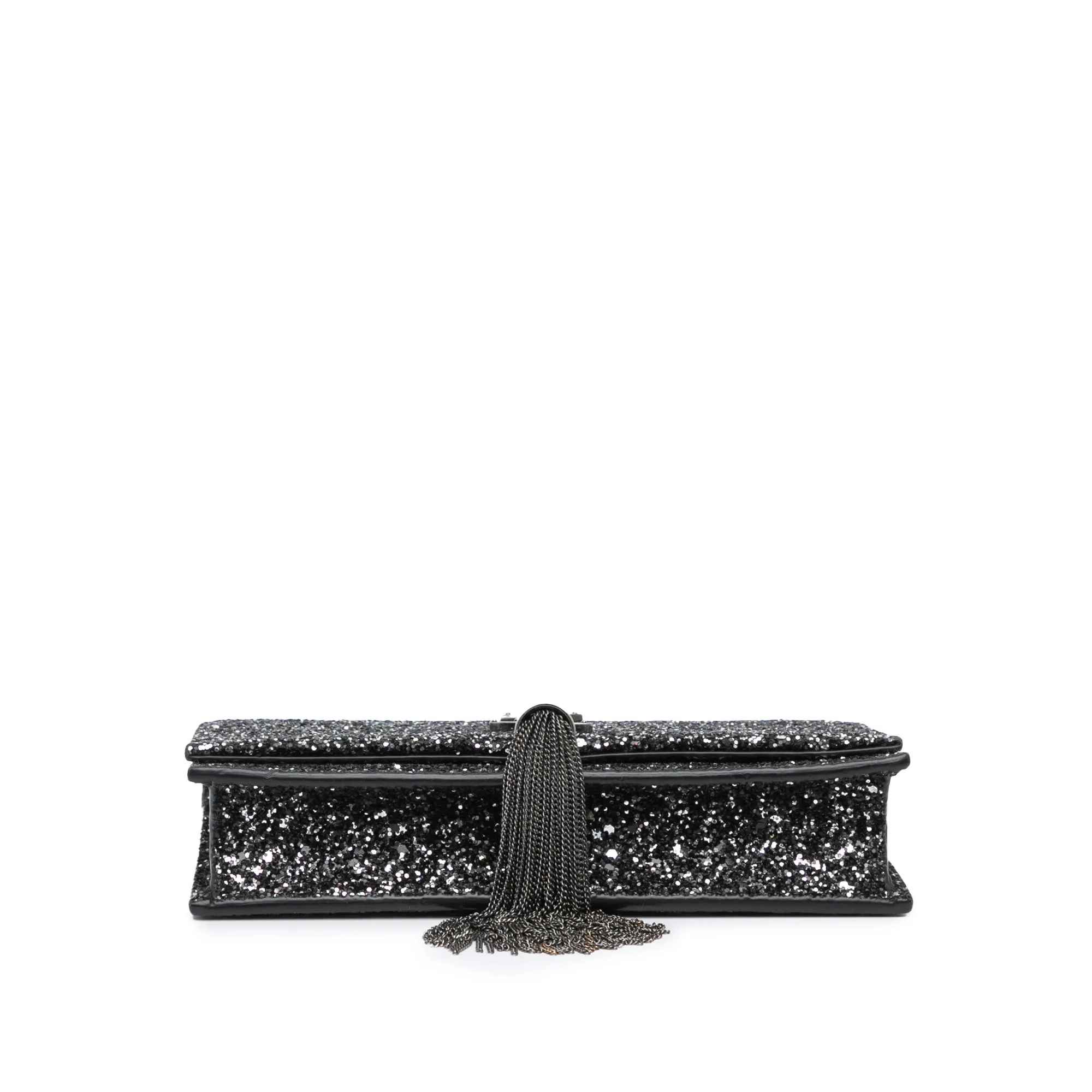 Metallic Glitter Monogram Kate Tassel Chain Wallet