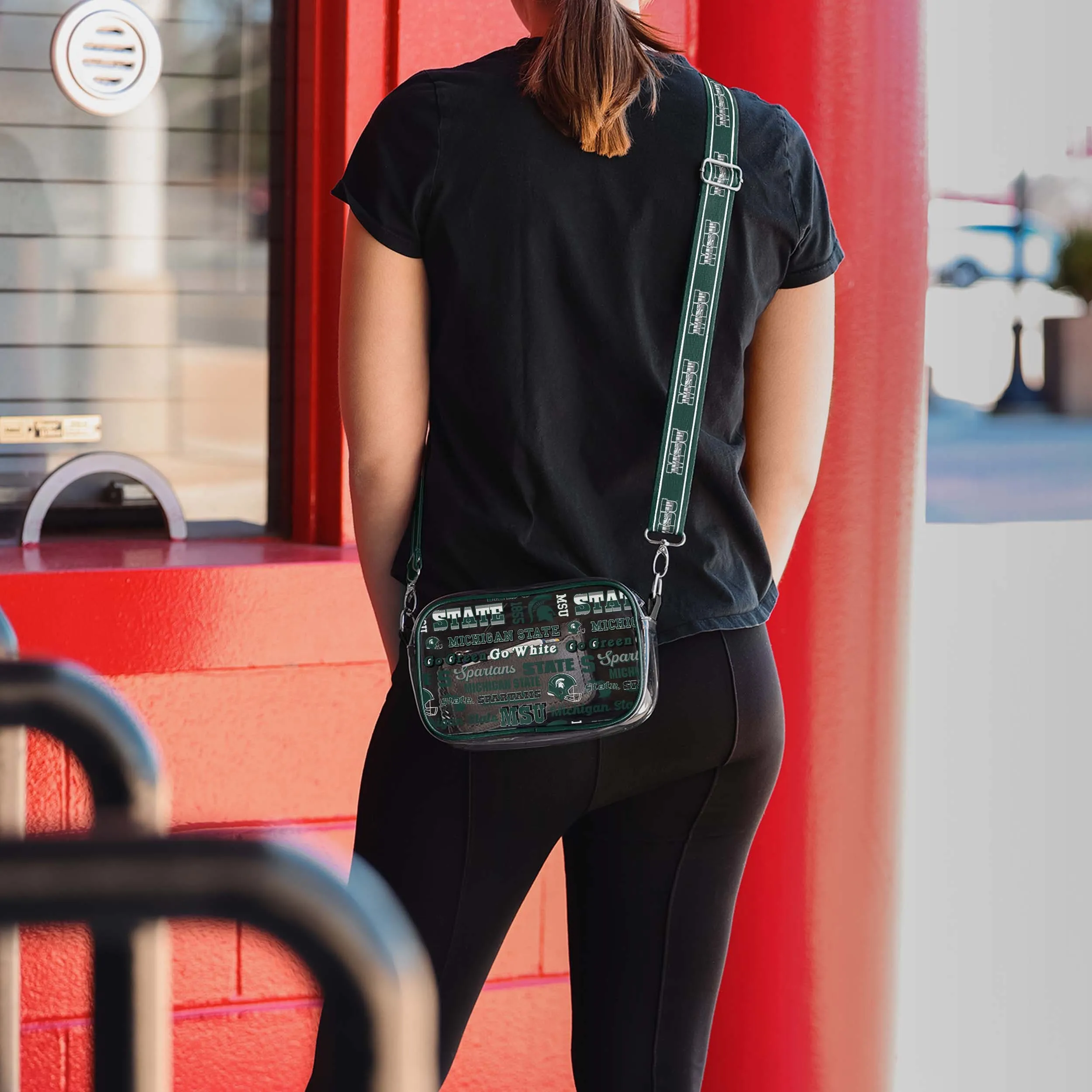 Michigan State Spartans Repeat Retro Print Clear Crossbody Bag