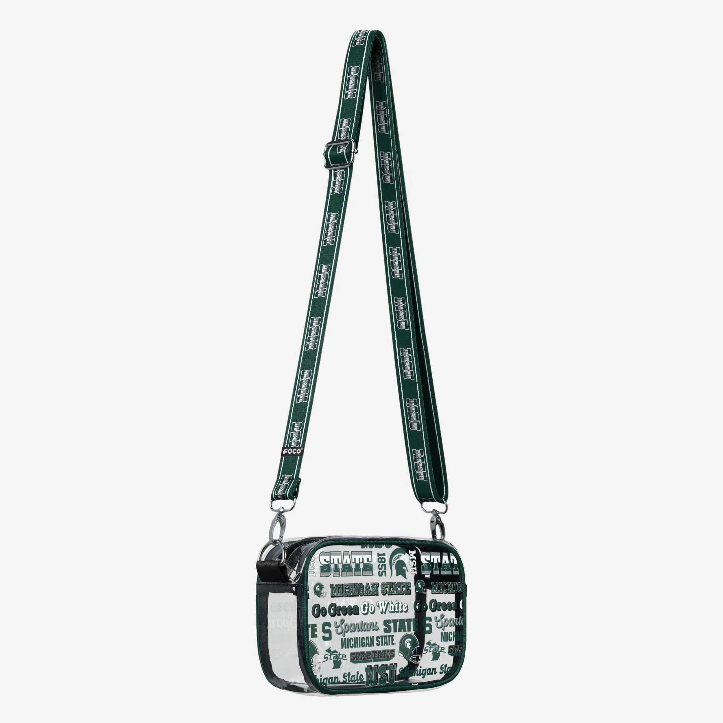 Michigan State Spartans Repeat Retro Print Clear Crossbody Bag