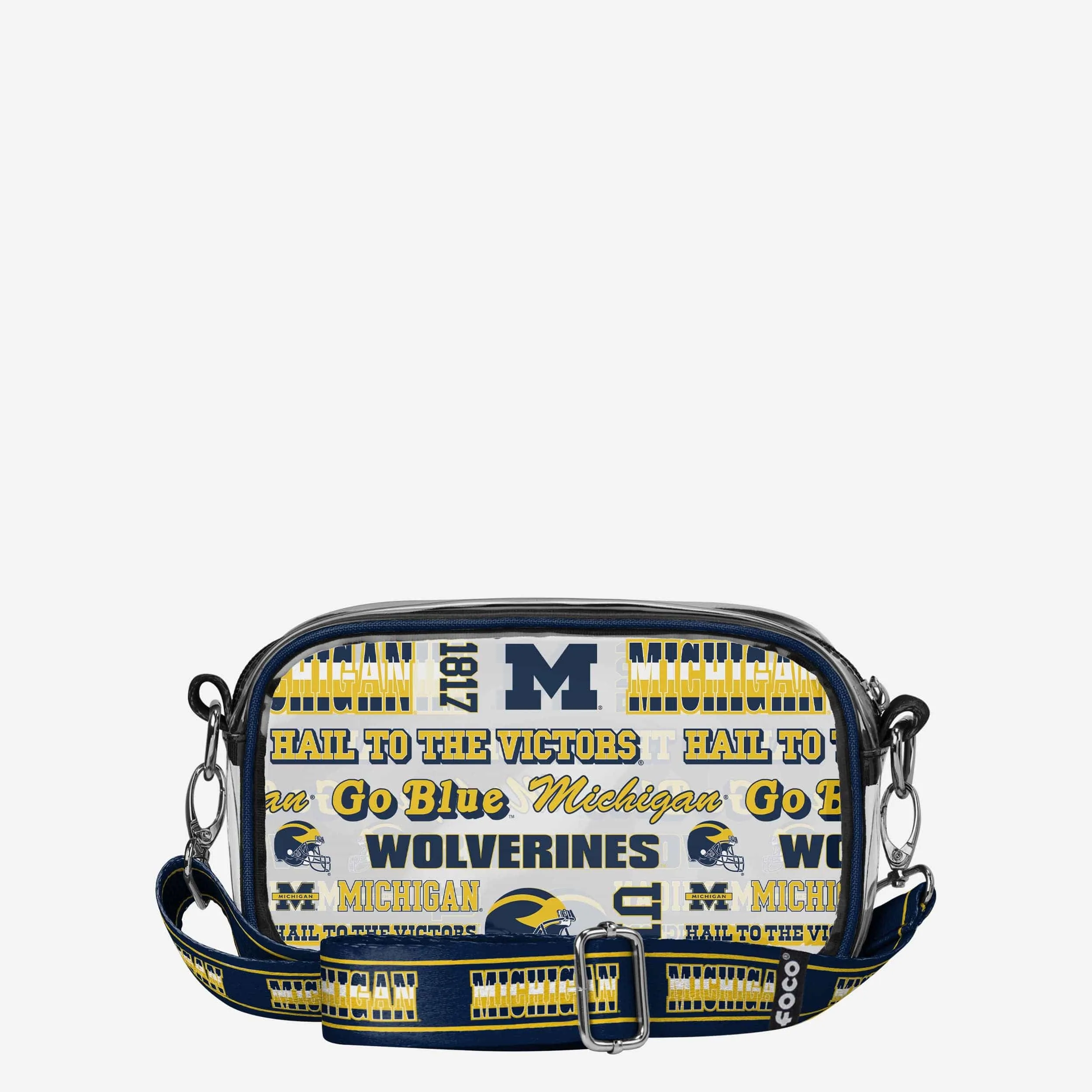 Michigan Wolverines Repeat Retro Print Clear Crossbody Bag