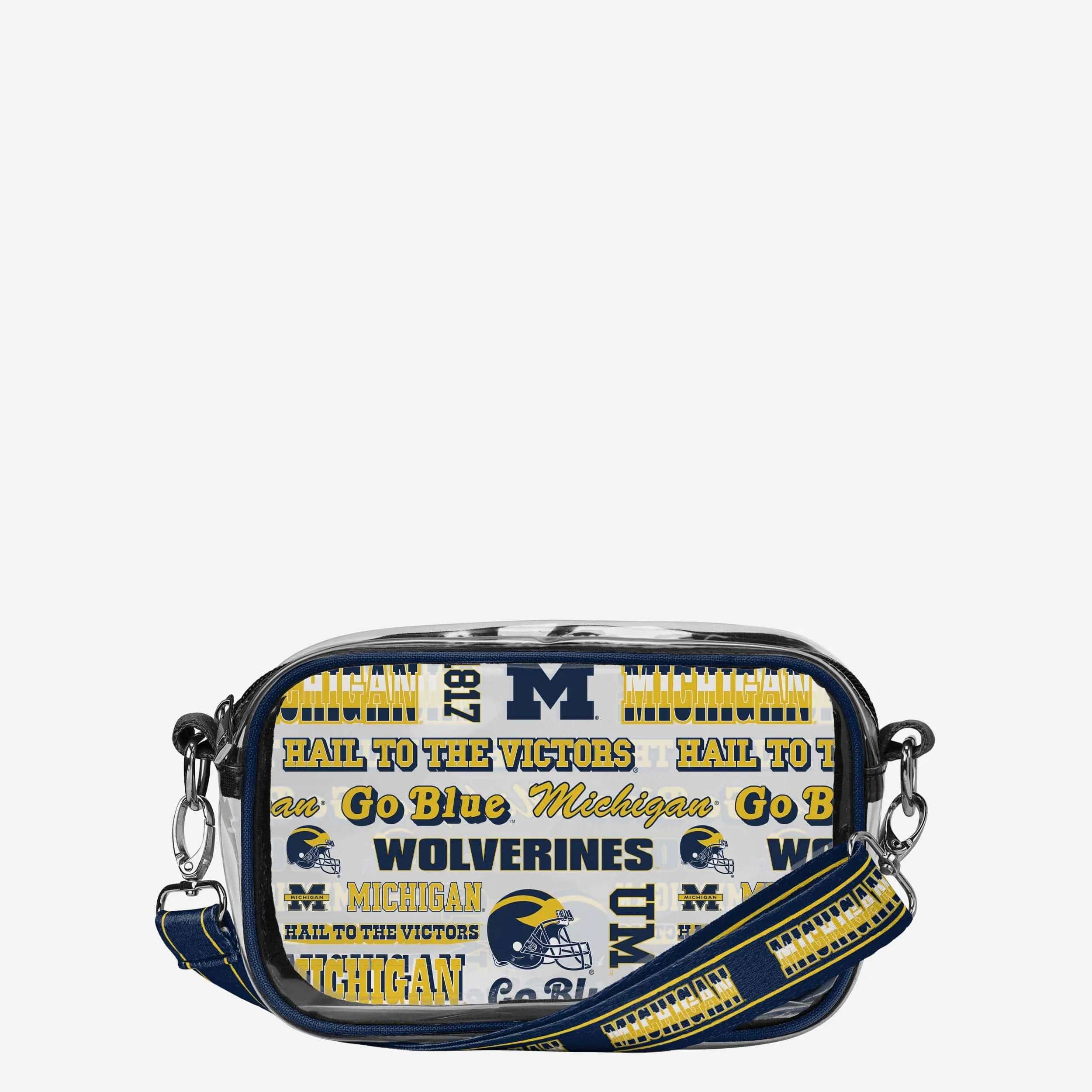 Michigan Wolverines Repeat Retro Print Clear Crossbody Bag