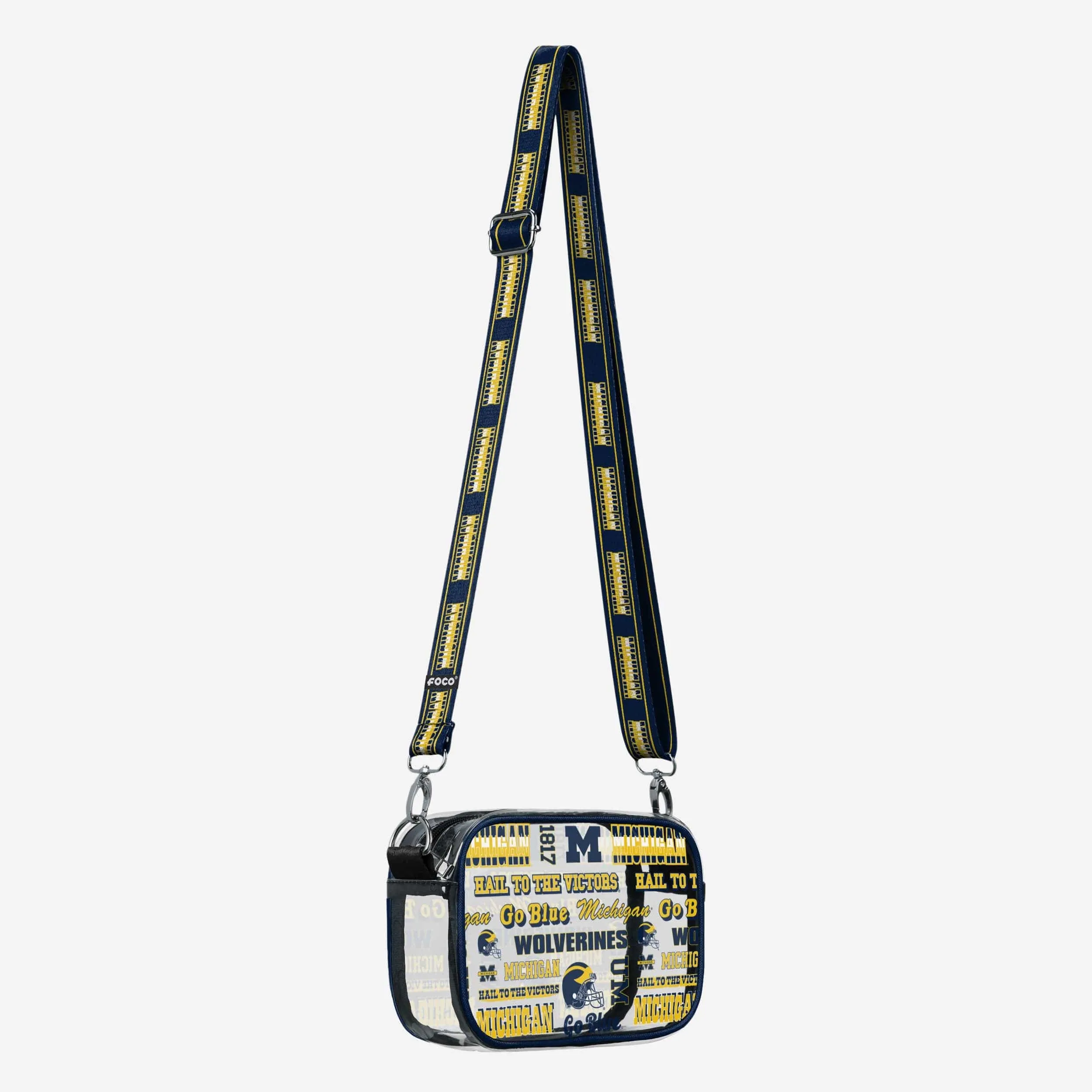 Michigan Wolverines Repeat Retro Print Clear Crossbody Bag