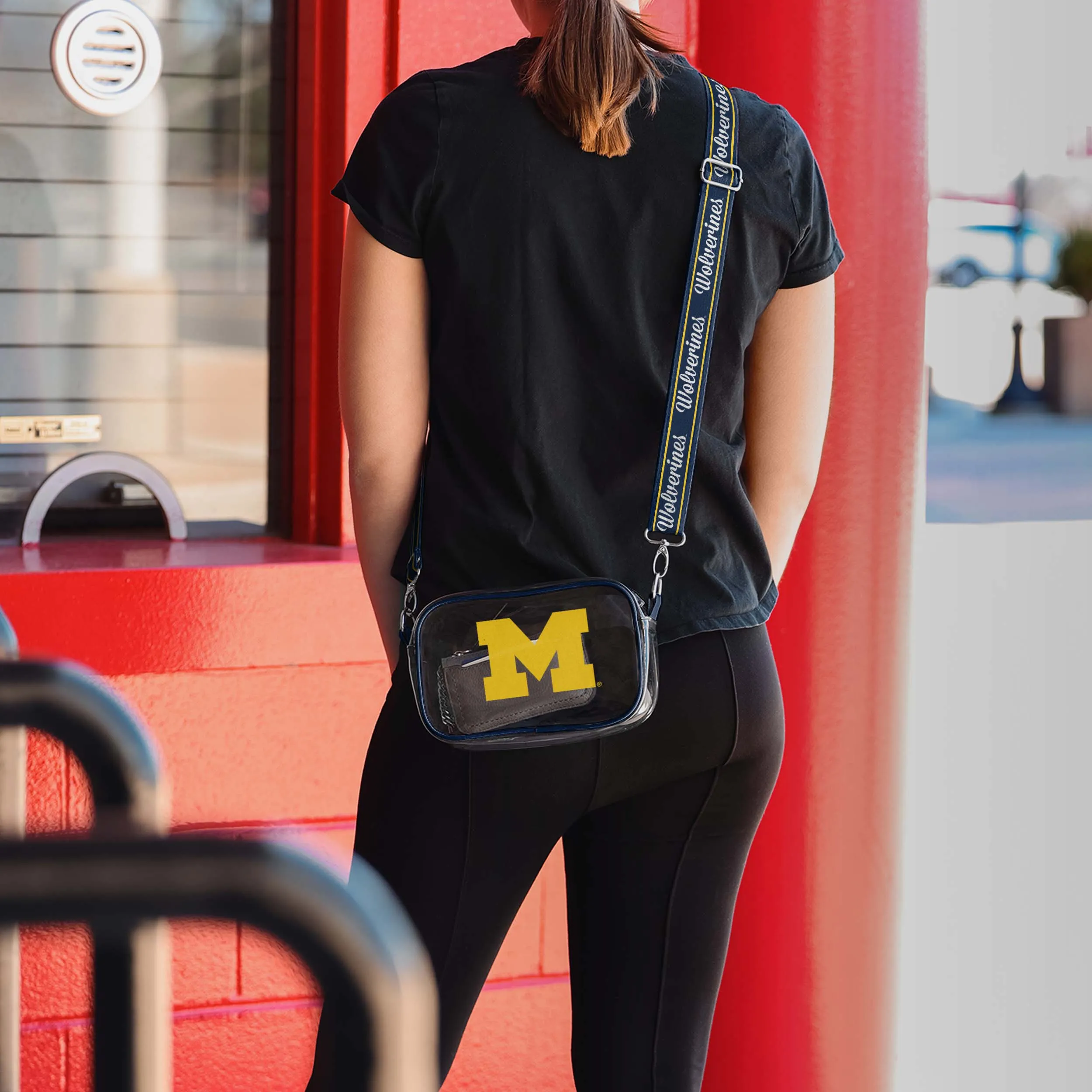 Michigan Wolverines Team Stripe Clear Crossbody Bag