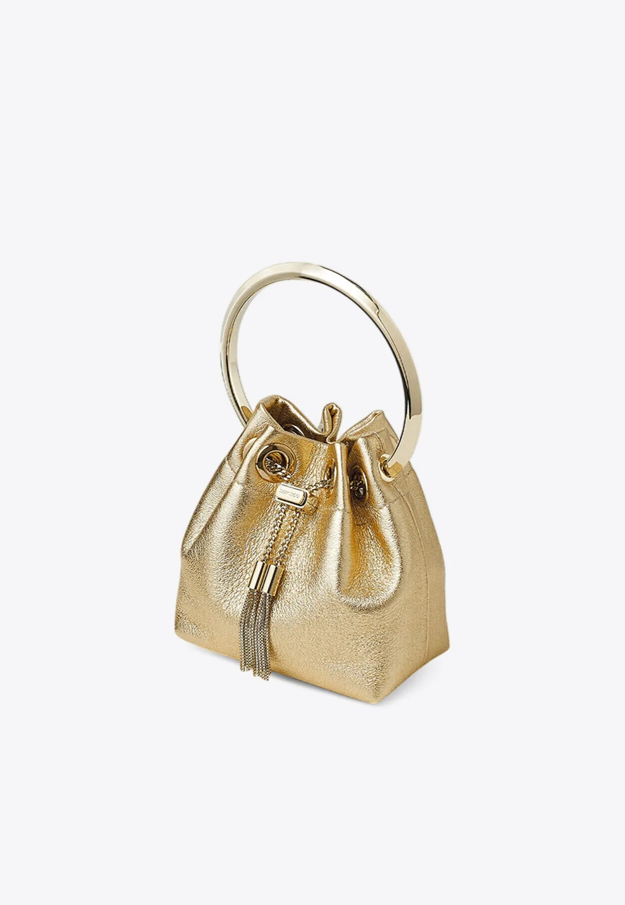 Micro Bon Bon Metallic Leather Bucket Bag