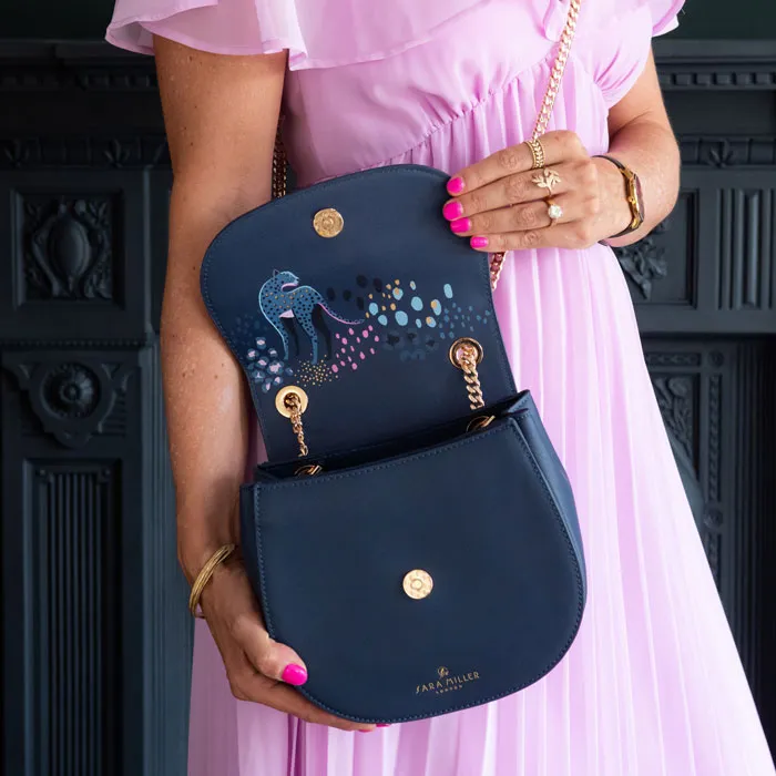 Midnight Leopard Gold Chain Crossbody Bag