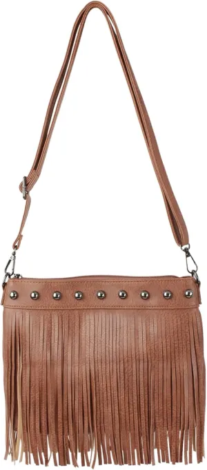 Minache Women Girls Fringe Crossbody Shoulder Bag Personality Rivet Tassel Messenger Handbag