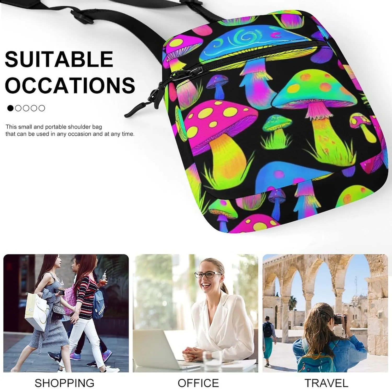 Mini Crossbody Bag for Women, Waterproof Zipper Shoulder Bag Casual Cell Phone Purse Travel Pouch